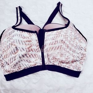 Victoria's Secret Front-Zip Printed Support Sports Bra - Mauve/Black Sz 34/DDD